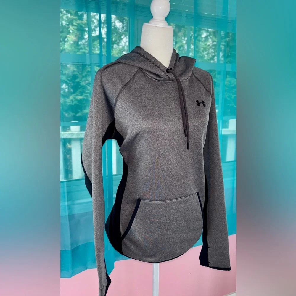 Under Armour ColdGear Hoodie Women’s Large Gray Performance Pullover Fleece Line - Picture 2 of 6